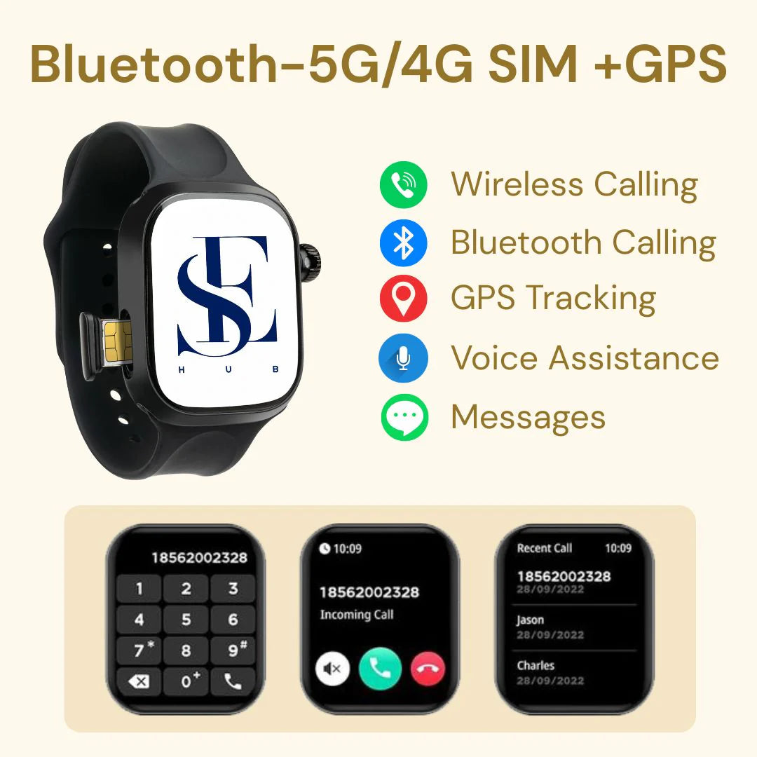 CD99 Android 4G Smartwatch with SIM Card, AMOLED Display, WiFi GPS NFC, Rotating Camera, Multi-Sport Fitness Tracker for Men Women (8GB+128GB) (Black)