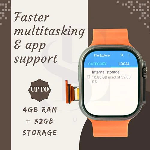 HK ultra one Smart Watch 4G/5G – Side Camera, AI Features, GPS, SIM Enabled, AMOLED Display, Fitness & Sports Tracking, 4GB RAM 32GB ROM