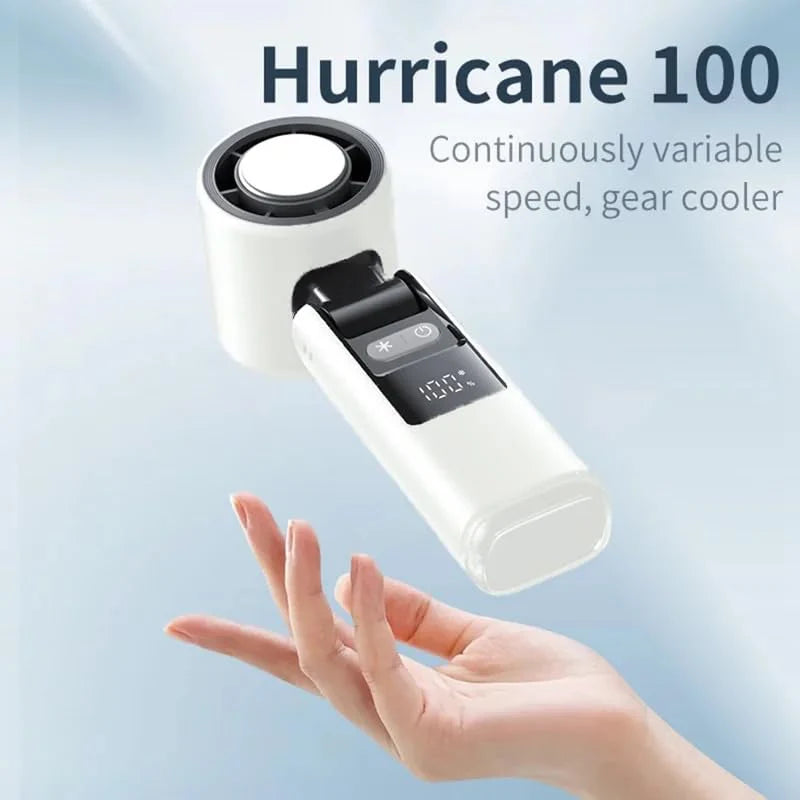 K-801 Mini Portable Hand Fan – 4000mAh Rechargeable, 6-Speed Mode, 180° Foldable Handheld Table & Neck Fan, Long-Lasting Battery for Cooking,Travel, Makeup, Office & Home, Outside Use- (white)