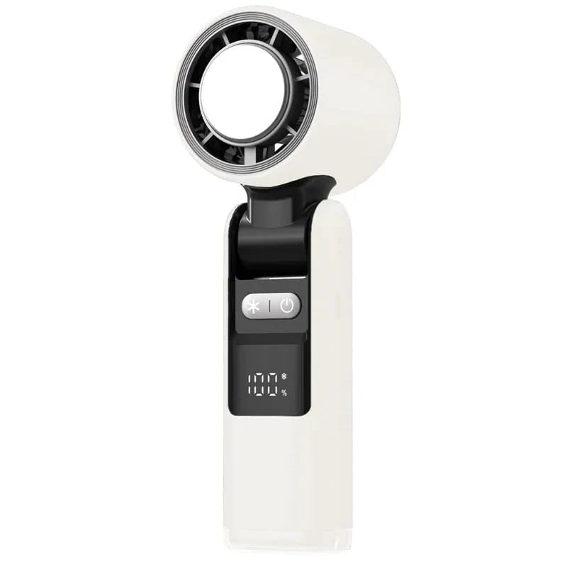 K-801 Mini Portable Hand Fan – 4000mAh Rechargeable, 6-Speed Mode, 180° Foldable Handheld Table & Neck Fan, Long-Lasting Battery for Cooking,Travel, Makeup, Office & Home, Outside Use- (white)