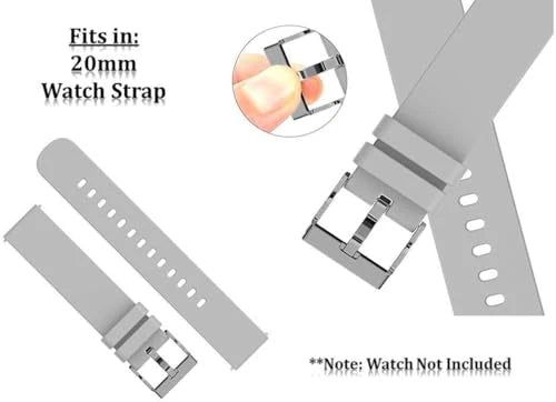 20MM silicone Strap for Smart Watches Compatible With Noise, Fireboltt, Boat Xtend, Pebble, Boat Flash, Noise Color Fit, Ultra Smart Watch & All Watches | White, Blue & Grey | Pack of 3