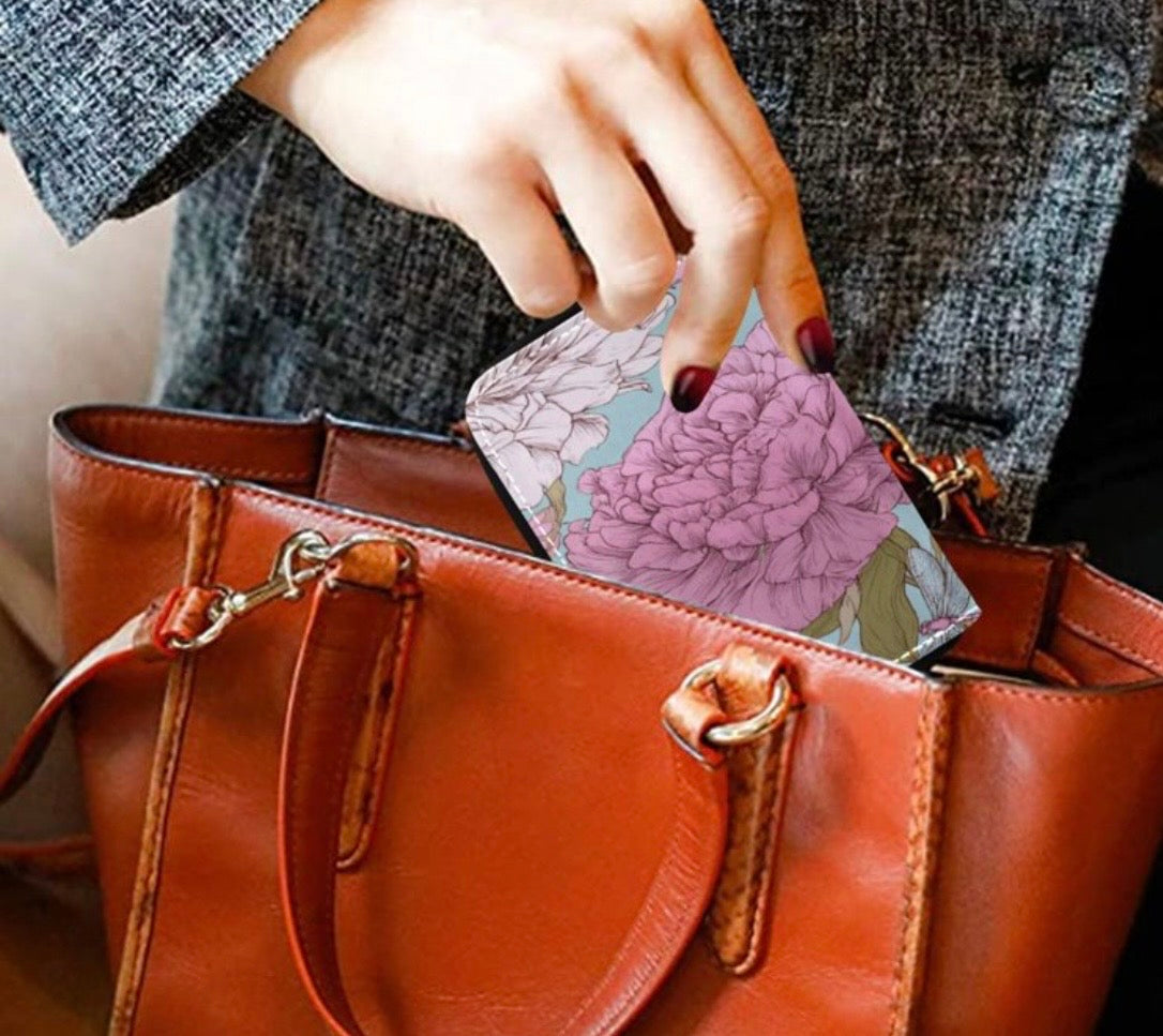 PU Leather Zipper Card Case Wallet Credit Card Holder with 9 Card Slots