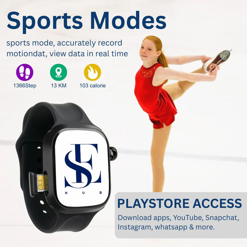 CD99 Android 4G Smartwatch with SIM Card, AMOLED Display, WiFi GPS NFC, Rotating Camera, Multi-Sport Fitness Tracker for Men Women (8GB+128GB) (Black)