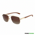Primepicks Aviator Wood Polorized Sunglasses
