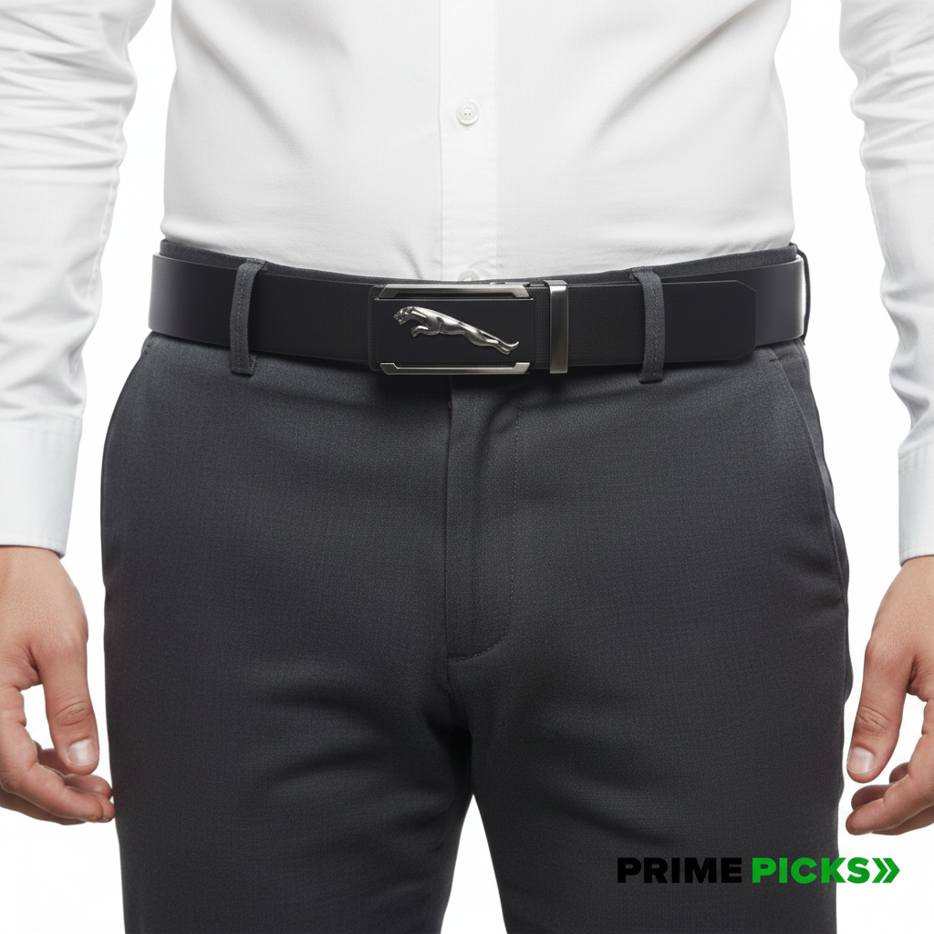 WildHorn Men's Genuine Leather Auto-Lock Belt – Black