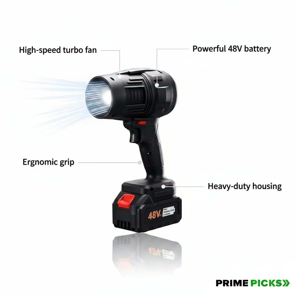 Primepicks  High Power Electric Air Blower for Cleaning – Portable Dust Blower with Strong Air Flow, Multi-Purpose Cleaning Tool for Computer, Keyboard, Car Interior, Home Appliances & Workshop Use
