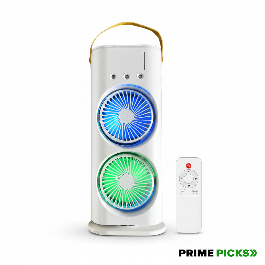 Primepicks Electric Fan Desktop Double-Head Powerful Air (1 Pc / With Remote / Plug and Play)