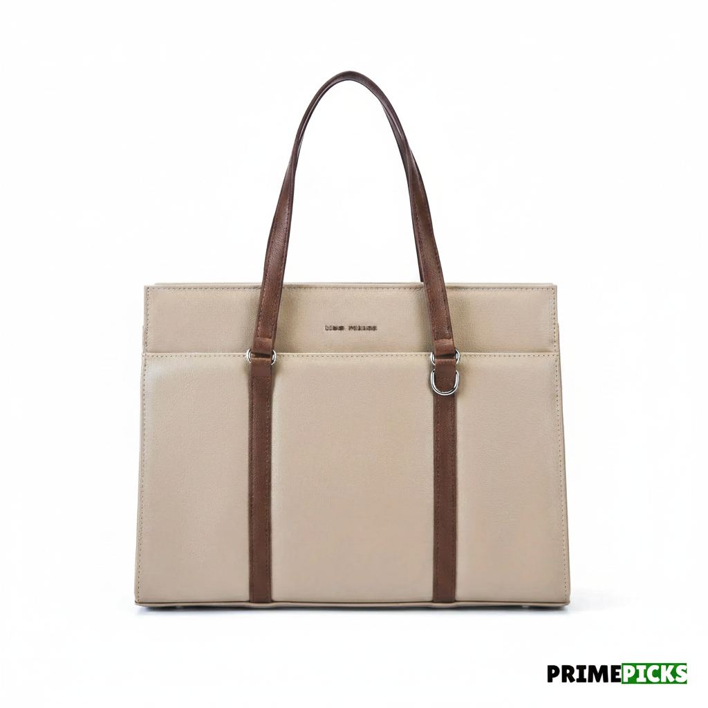 Lino Perros Monroe Women's Accented Durable Tote Bag – Front View Beige