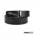 WildHorn Men's Genuine Leather Auto-Lock Belt – Front View Black