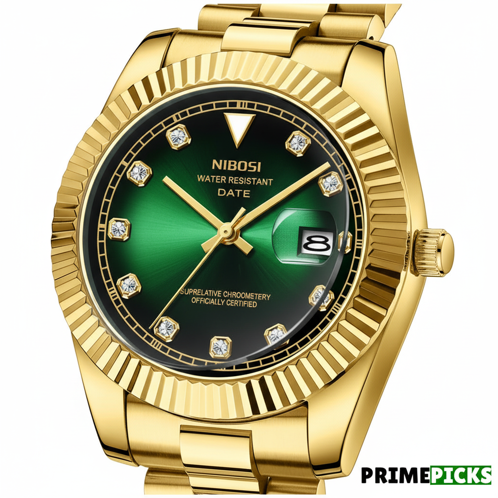 NIBOSI 2627 Men's Diamond Scale Luxury Watch – Dial Close-up