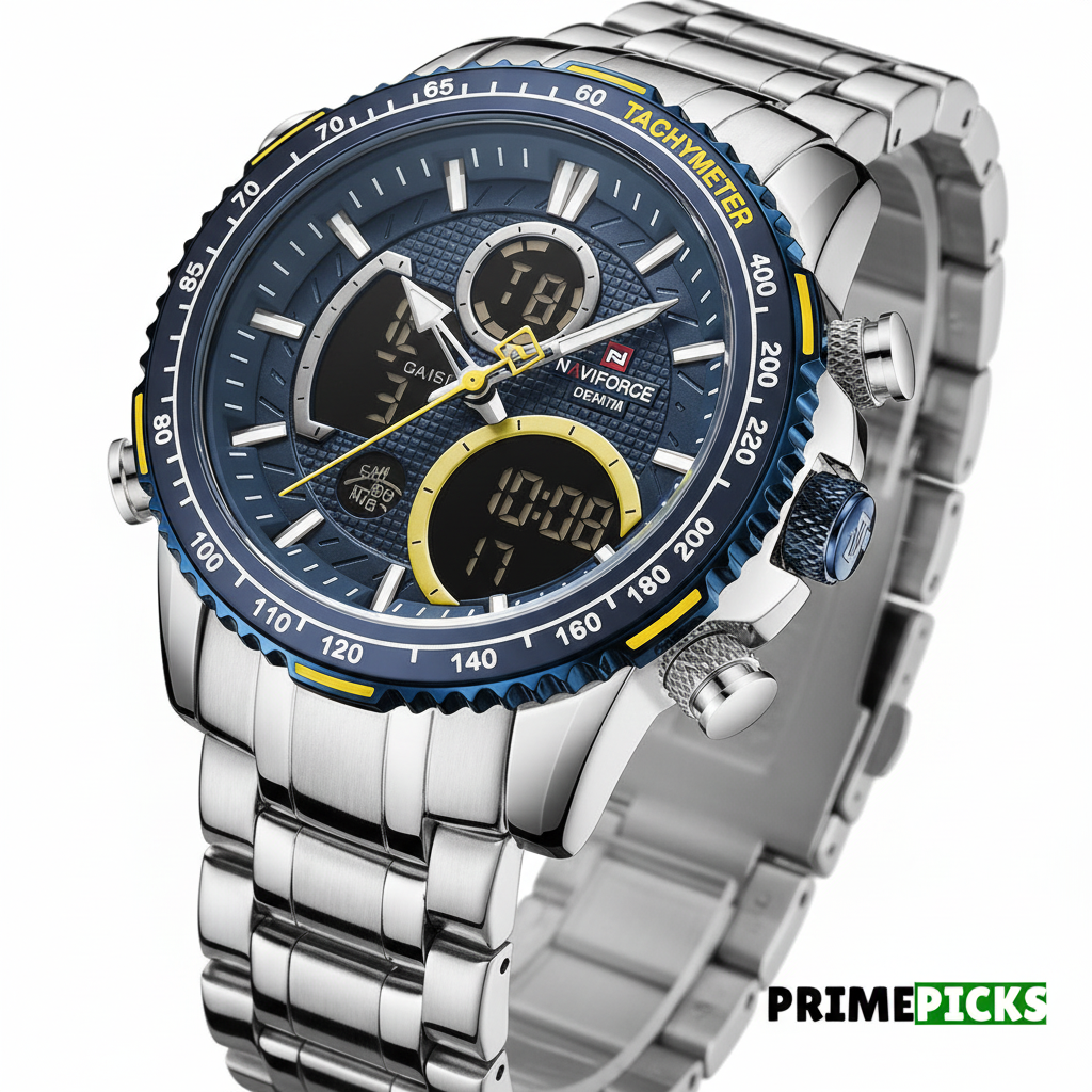 Naviforce 9182 SBE Men's Chronograph Watch – Dial Close-up
