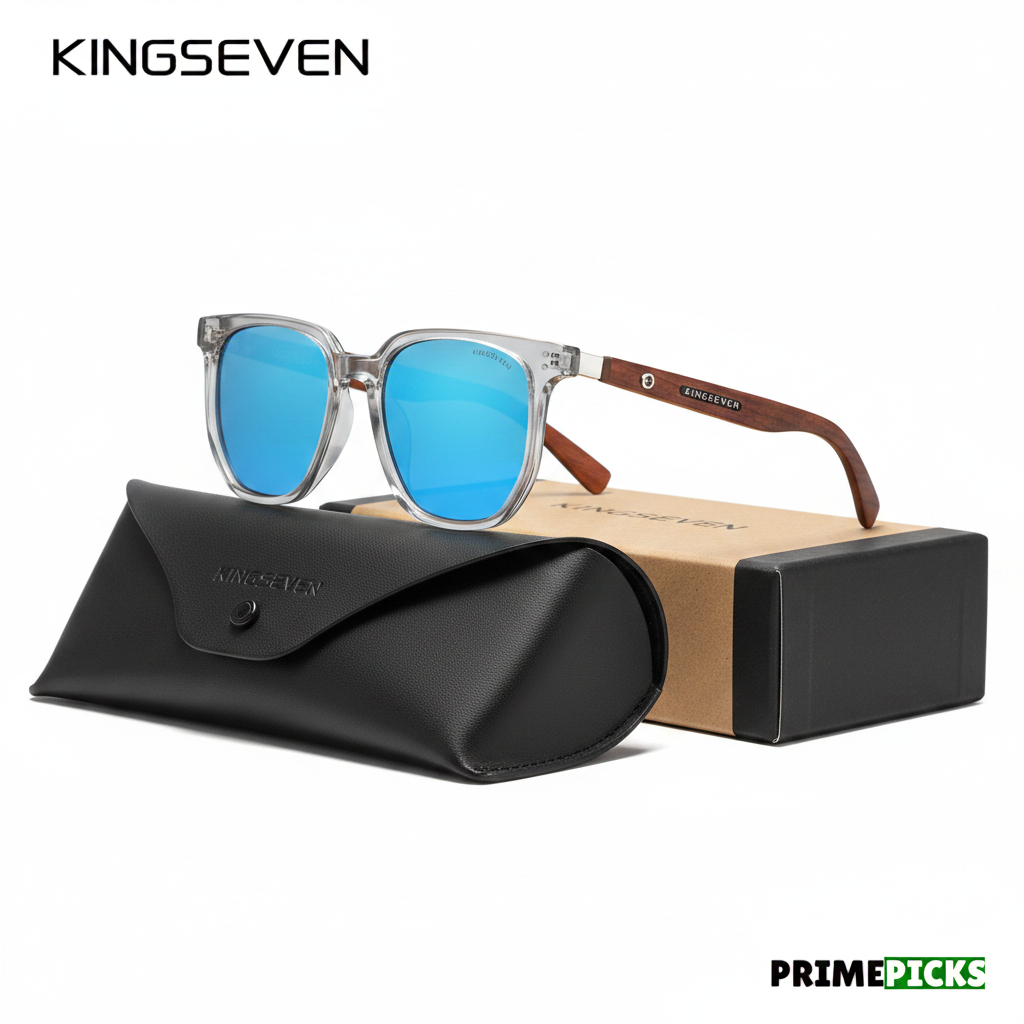KINGSEVEN B5528 Handmade Bubinga Wood Sunglasses – With Premium Gift Box