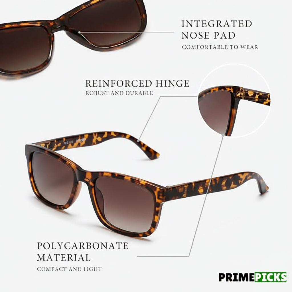 KINGSEVEN LC759 Classic Polarized Sunglasses – Features: Nose Pad, Hinge, Material
