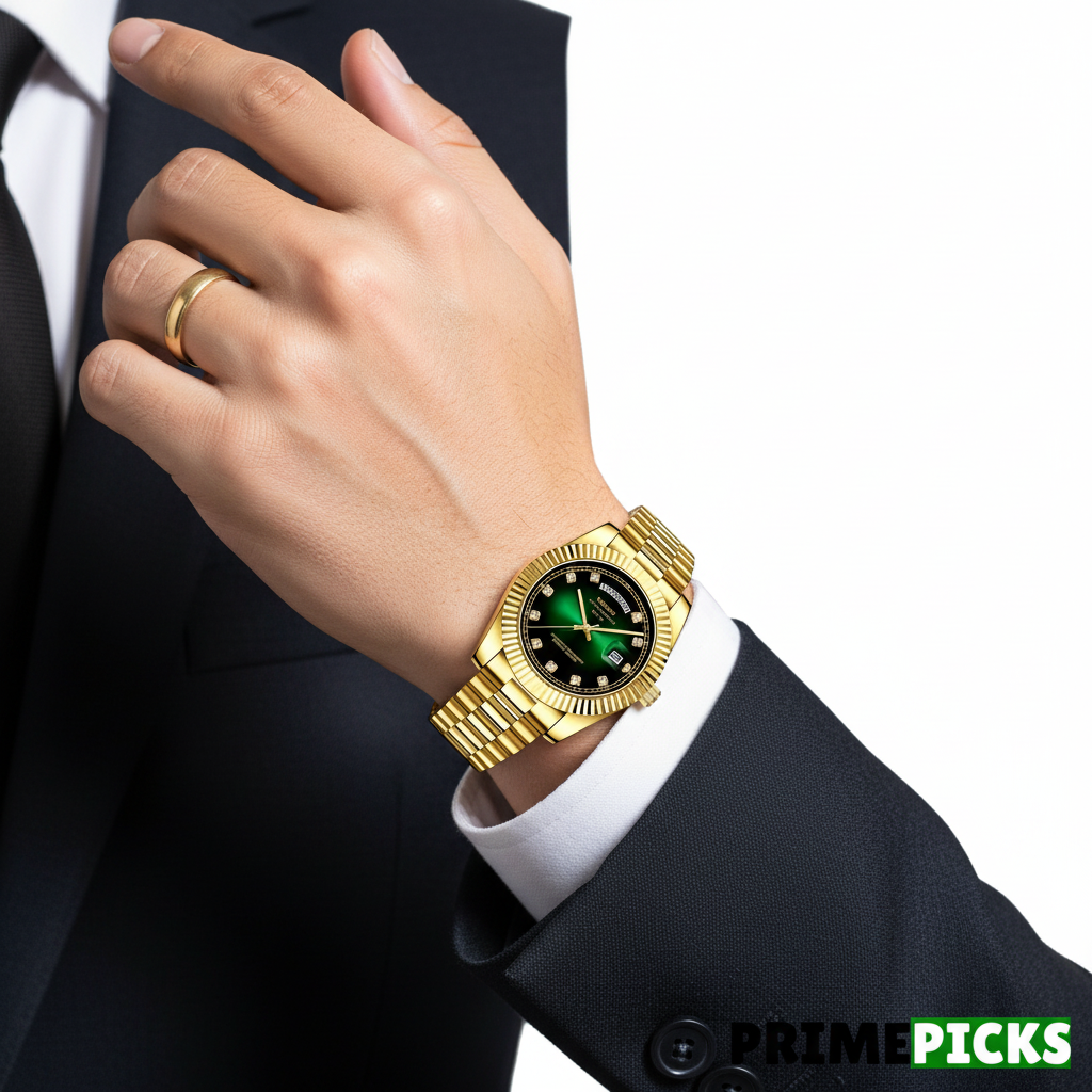 NIBOSI 2627 Men's Diamond Scale Luxury Watch – Worn on Wrist