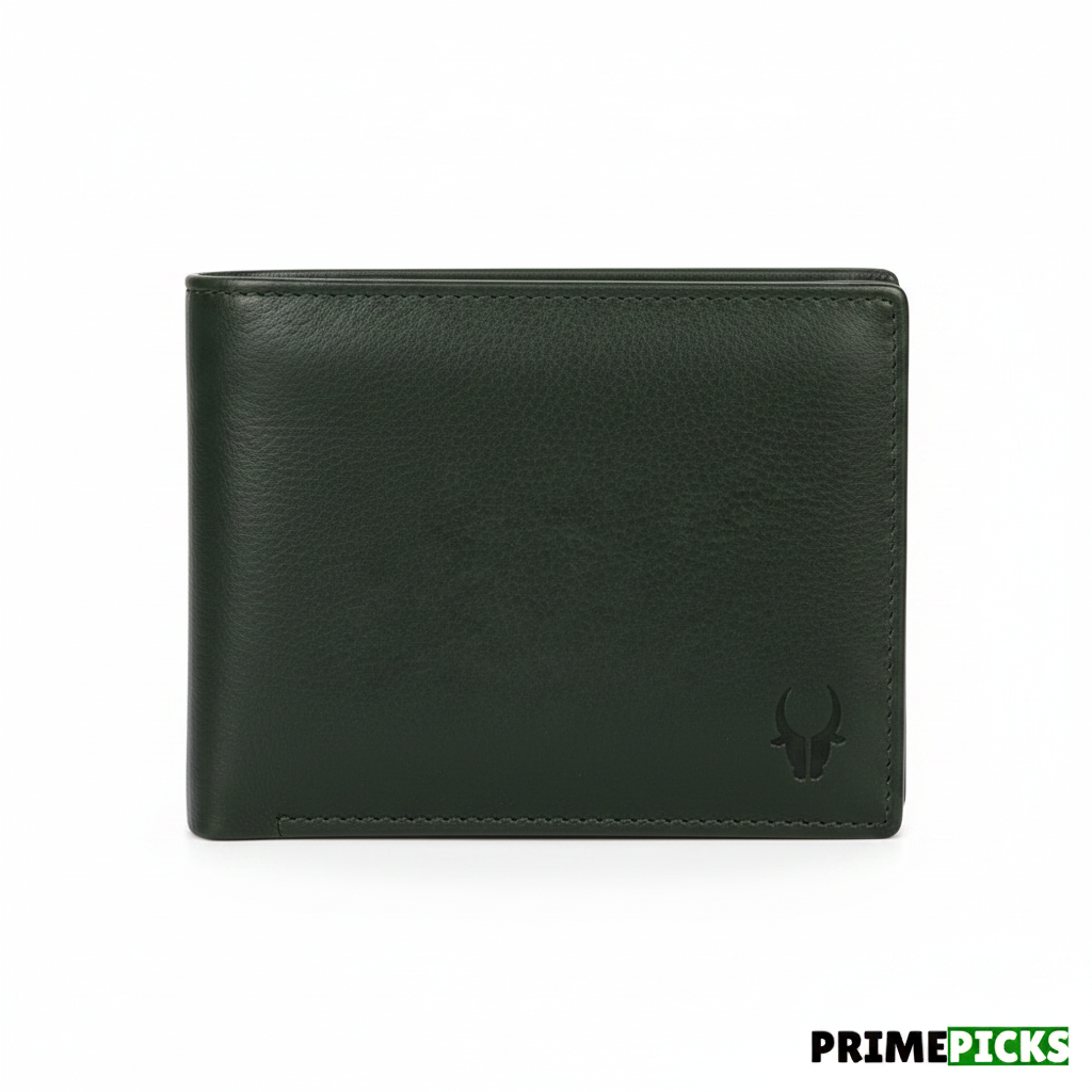 WildHorn Men's Genuine Leather Bifold Wallet – Closed Exterior Olive Green