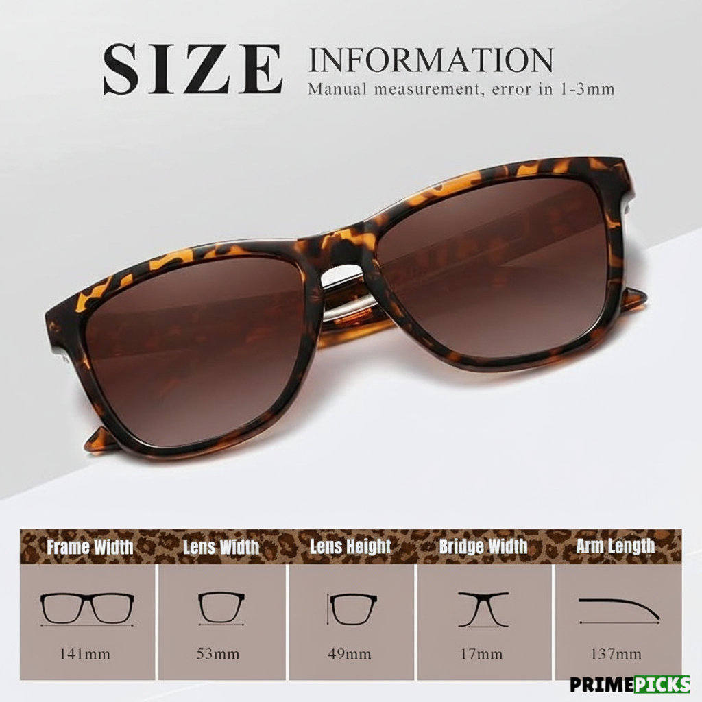 KINGSEVEN LC759 Classic Polarized Sunglasses – Size Chart