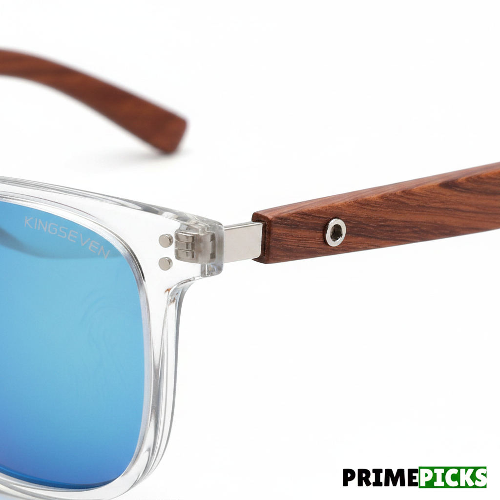KINGSEVEN B5528 Handmade Bubinga Wood Sunglasses – Wood Grain Detail