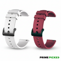 Primepicks 22MM silicone Strap for Smart Watches Compatible With Noise, Fireboltt, Boat Xtend, Pebble, Boat Flash, Noise Color Fit, Ultra Smart Watch & All Watches | White & maroon | Pack of 2