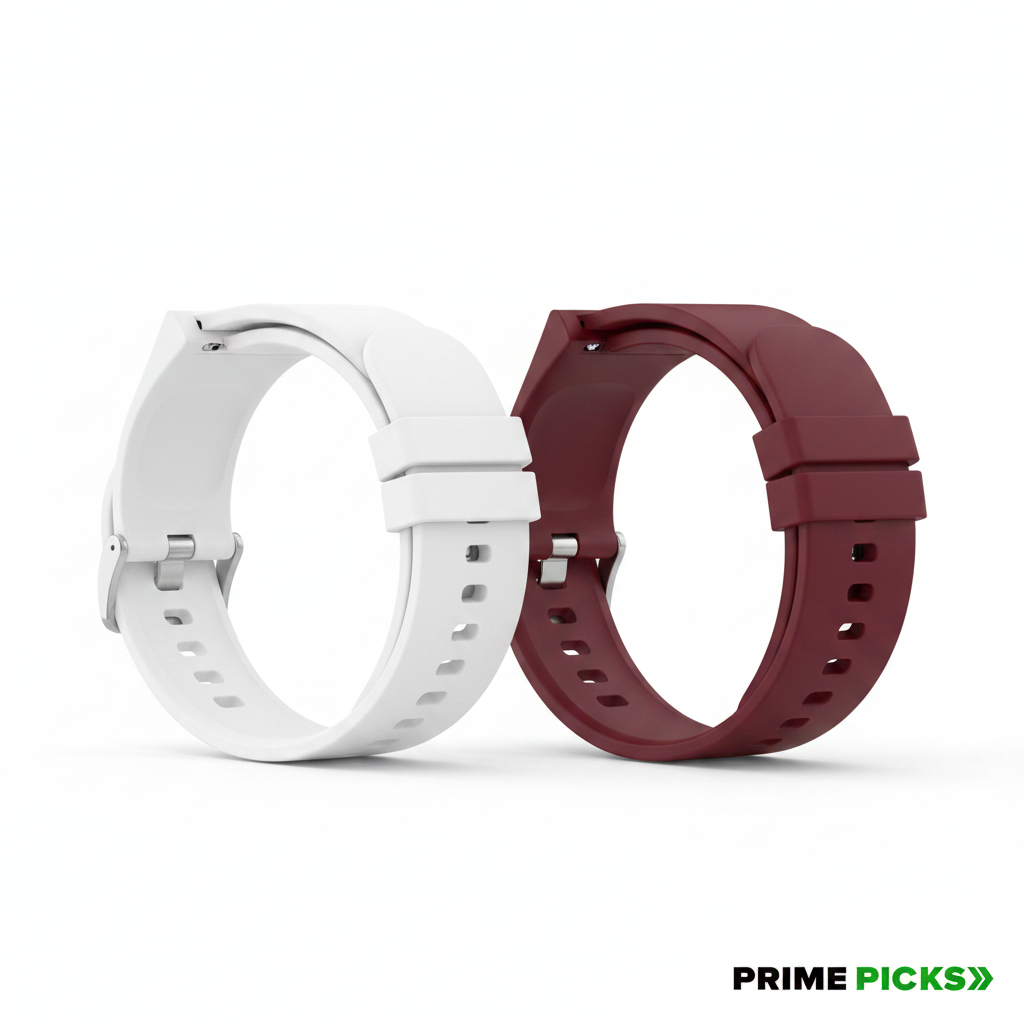 Primepicks 22MM silicone Strap for Smart Watches Compatible With Noise, Fireboltt, Boat Xtend, Pebble, Boat Flash, Noise Color Fit, Ultra Smart Watch & All Watches | White & maroon | Pack of 2