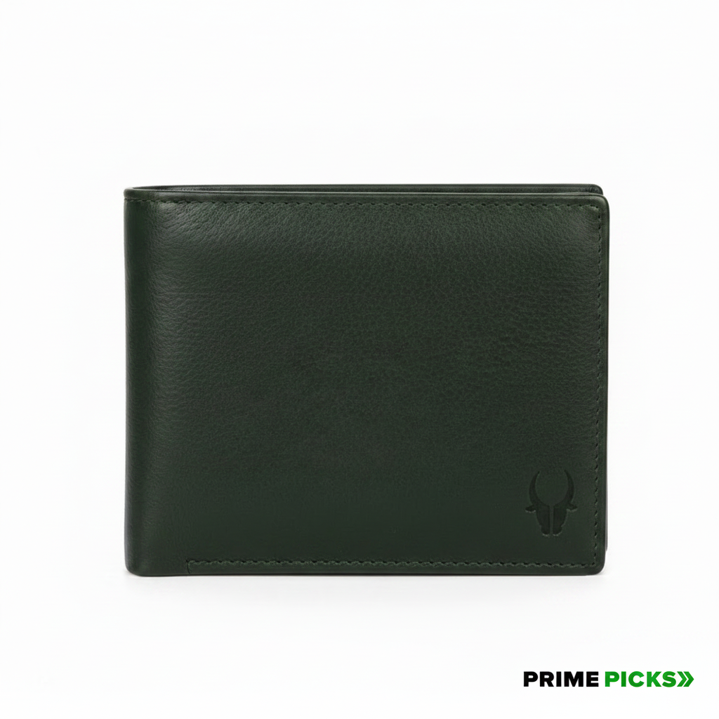 WildHorn Men's Genuine Leather Bifold Wallet – Olive Green