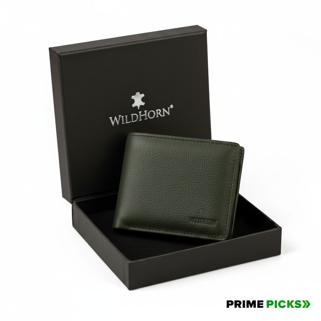 WildHorn Men's Genuine Leather Bifold Wallet – Olive Green