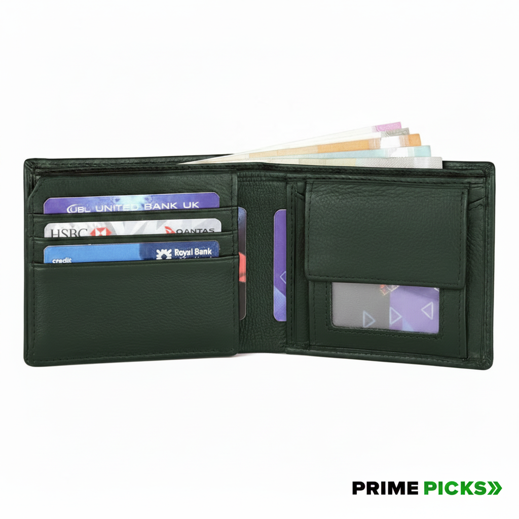 WildHorn Men's Genuine Leather Bifold Wallet – Olive Green