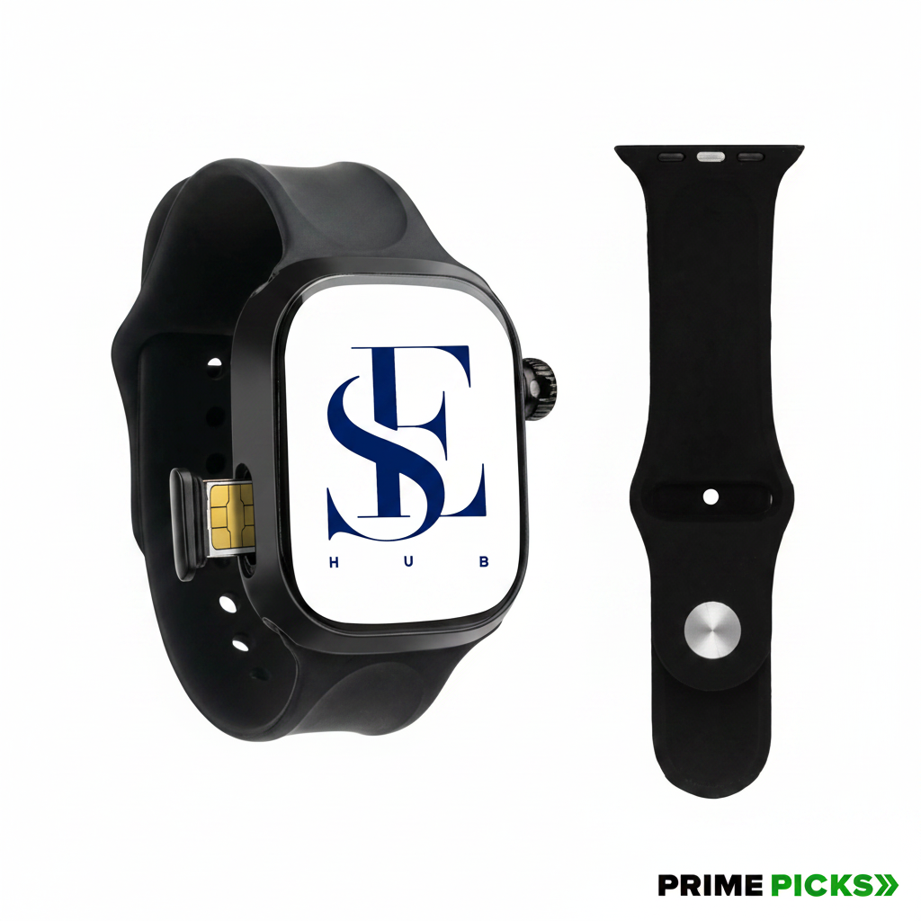 Primepicks CD99 Android 4G Smartwatch with SIM Card, AMOLED Display, WiFi GPS NFC, Rotating Camera, Multi-Sport Fitness Tracker for Men Women (8GB+128GB) (Black)